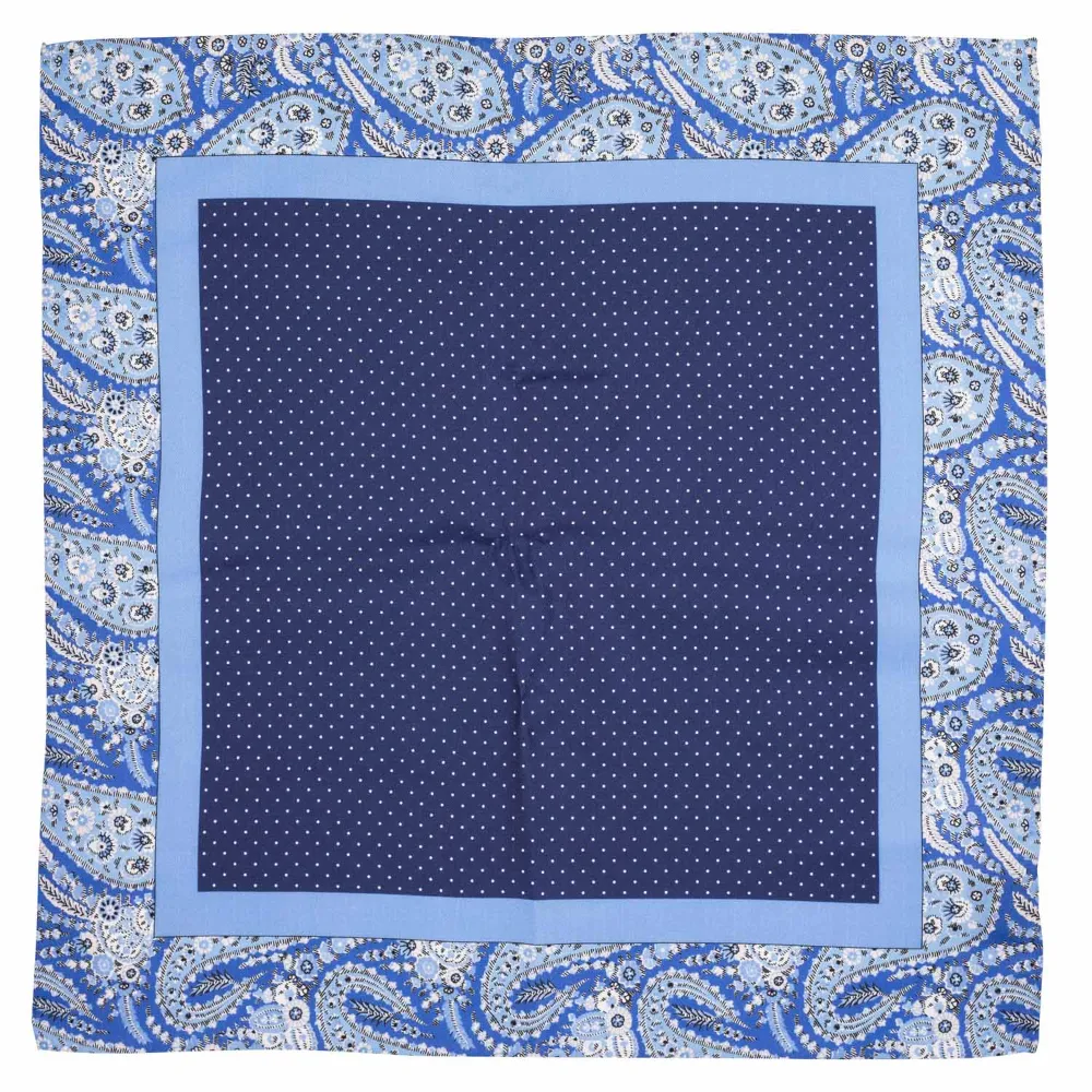 Blue Silk Necktie and Navy Blue Polka Dot Pocket Square Gift Set - Premium Men's Accessory Combo for Men