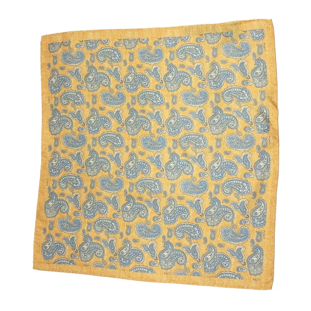 Gold Silk Necktie and Yellow Paisley Pocket Square Gift Set - Premium Men's Accessory Combo for Men