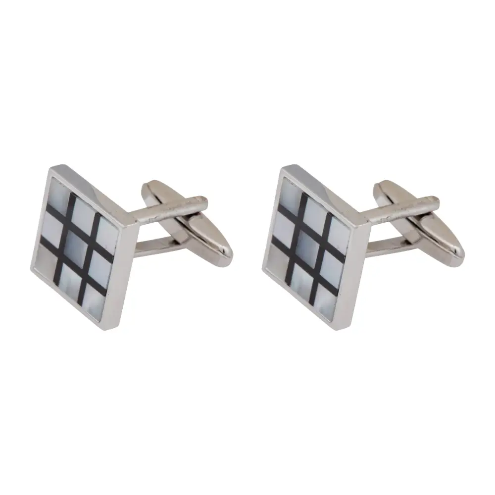 Red Silk Necktie and Checkered Cufflinks Gift Set - Premium Men's Accessory Combo for Men