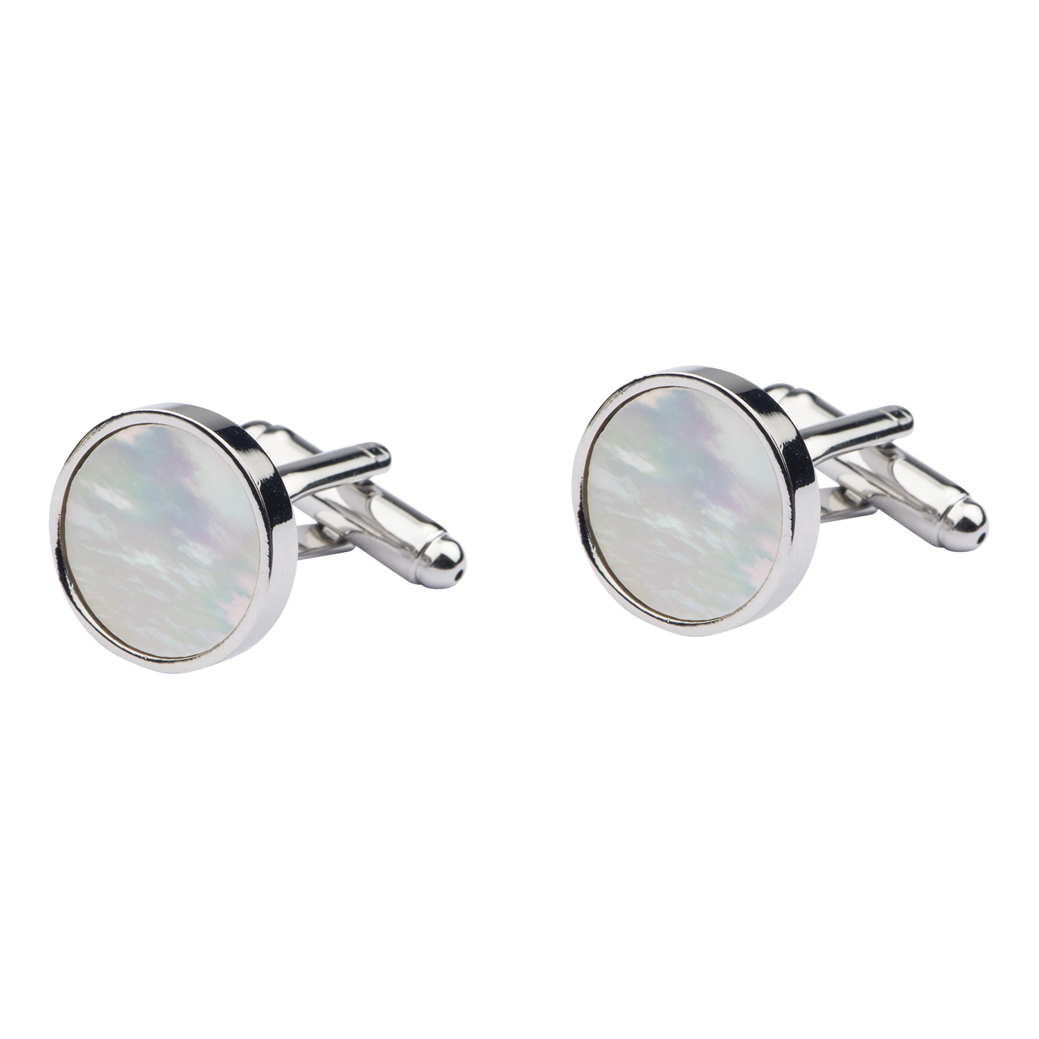 Grey Silk Necktie and Mother of Pearl Cufflinks Gift Set - Elegant Men's Accessory Combo for Men