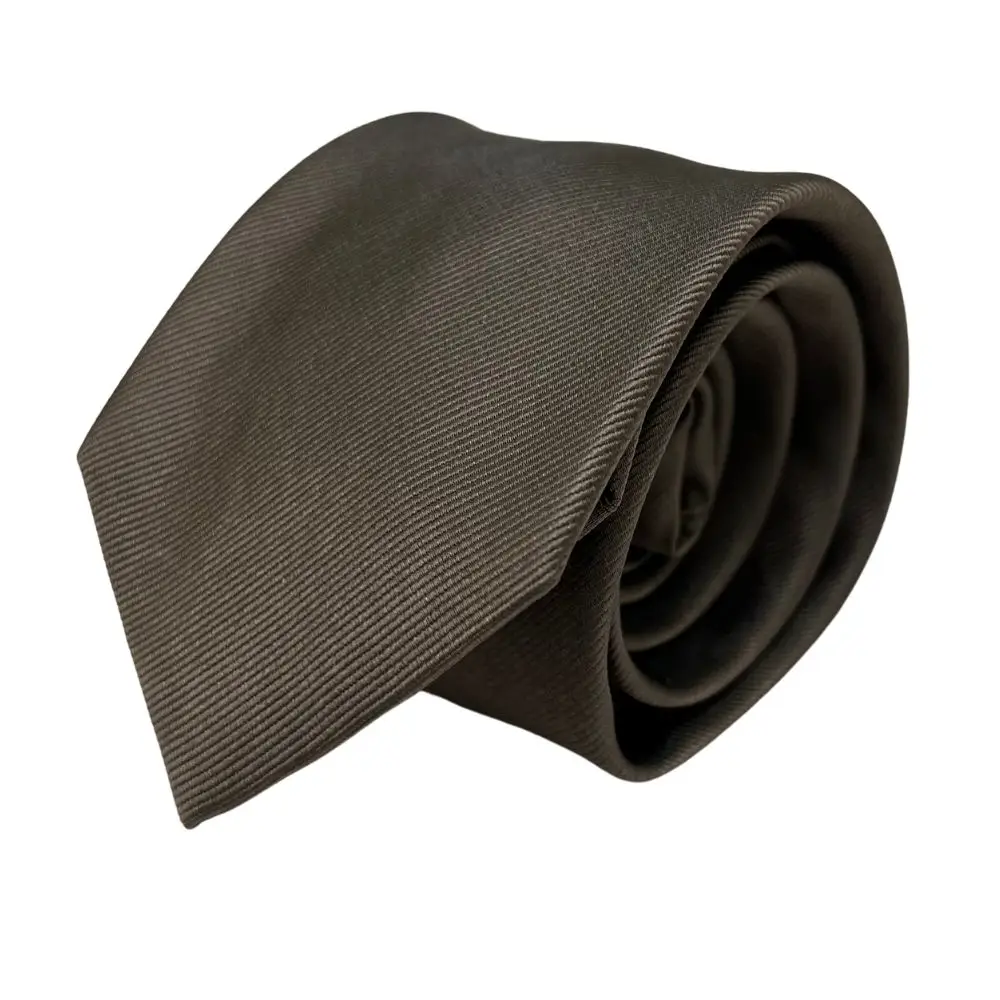 Brown Silk Necktie and Beige Silk Pocket Square Gift Set for Men