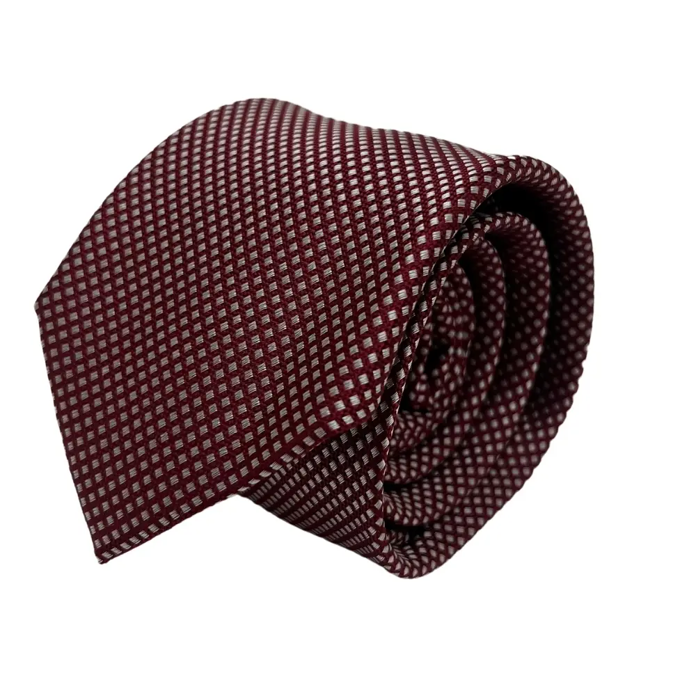 Maroon Silk Necktie and Gold Triangle Mother of Pearl Cufflinks Gift Set - Elegant Formal Combo for Men