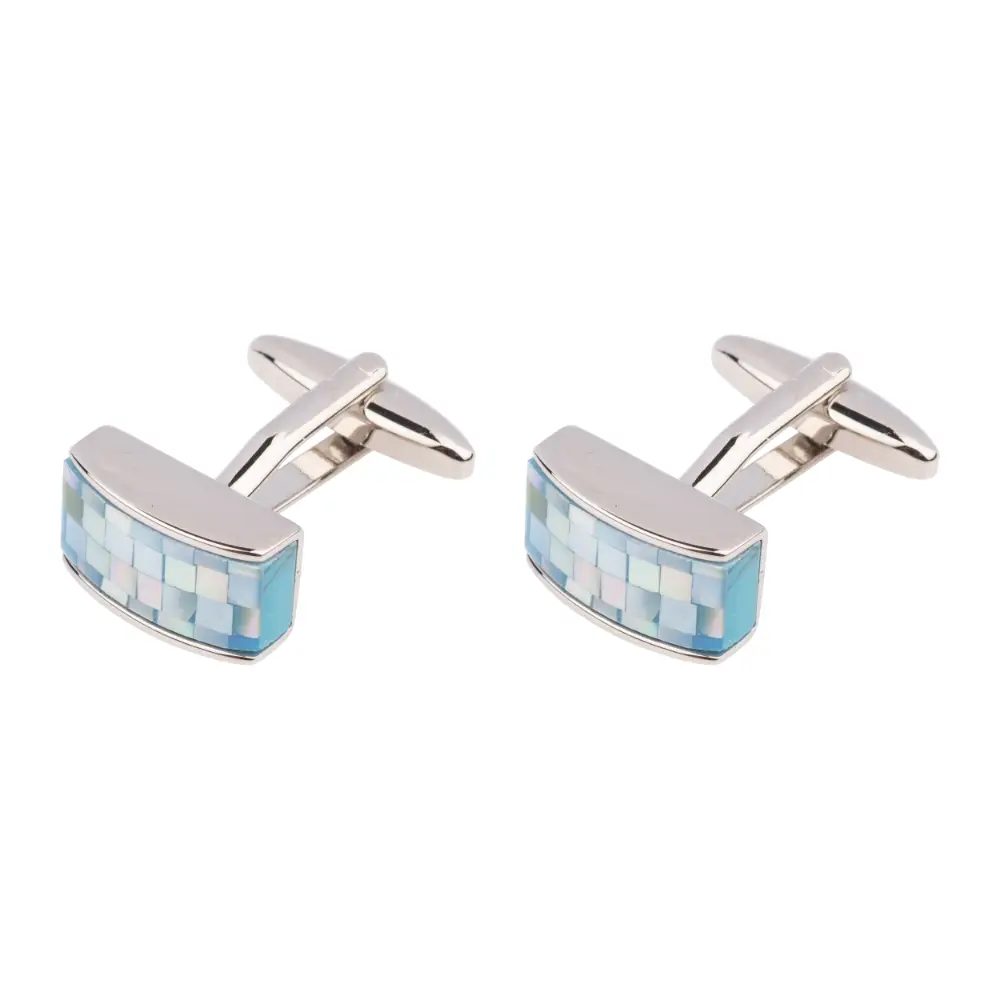 Blue Silk Necktie and Blue Brass Cufflinks Gift Set - a Timeless Combo for Men