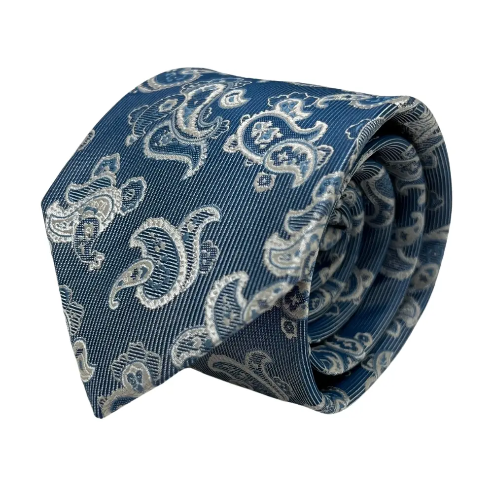 Blue Silk Necktie and Polka Dot Pocket Square Gift Set - a Charming Combo for Men