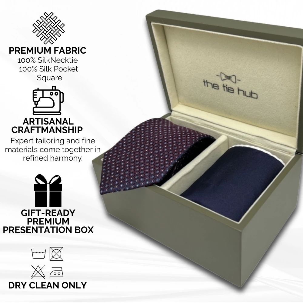 Elegant Silk Necktie Paired with Multi-Color Pocket Square Gift Set for Men