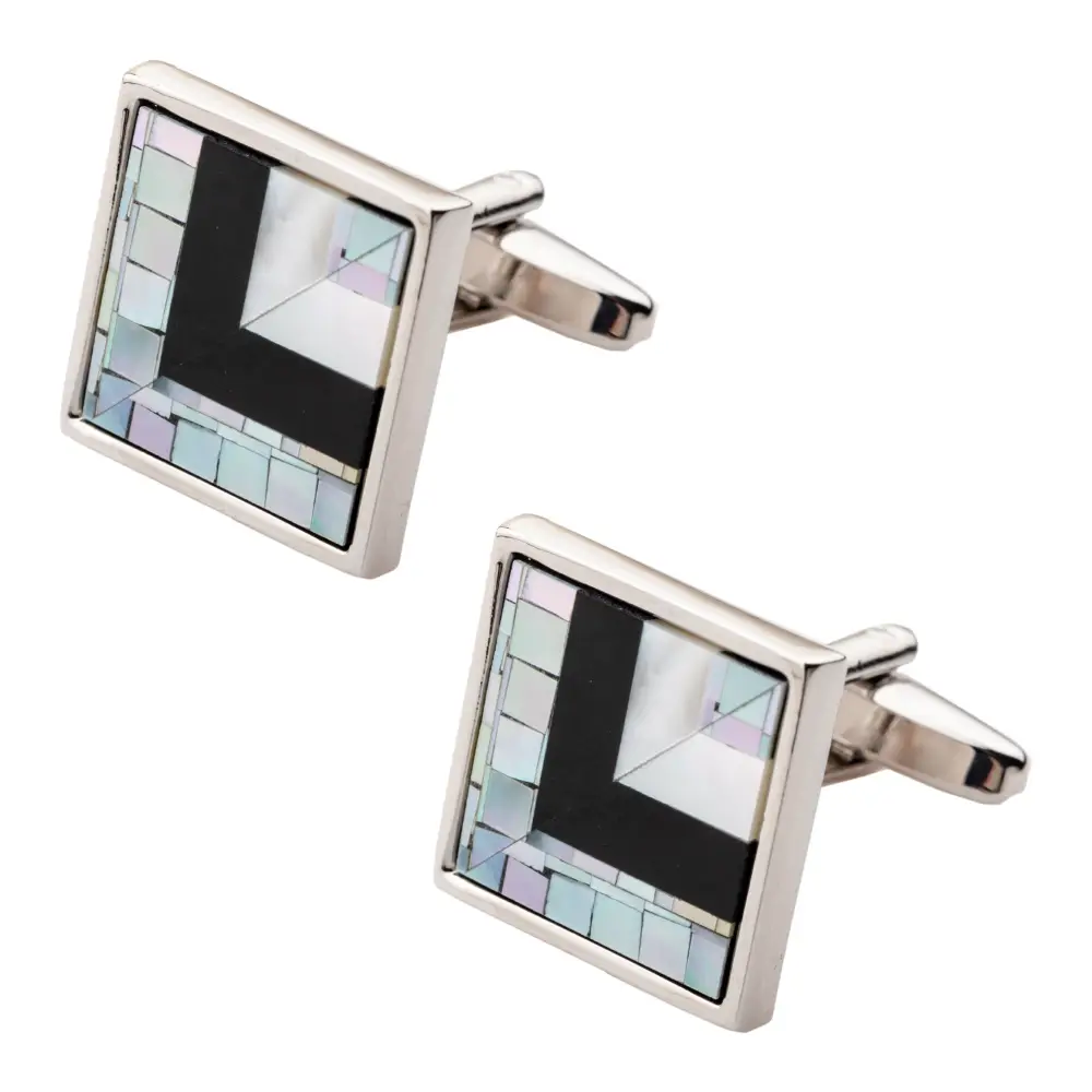 Blue Silk Necktie and Blue Brass Cufflinks Gift Set - a Sophisticated Combo for Men