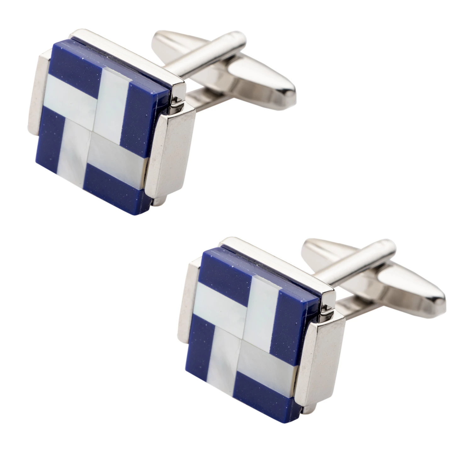 Navy Blue Silk Necktie and Brass Cufflinks Gift Set a Stylish Combo for Men