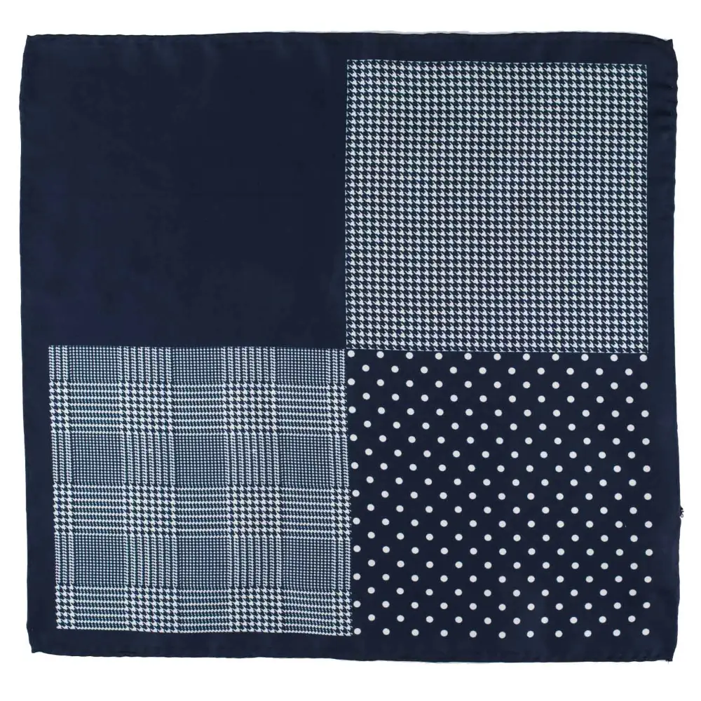 Navy Blue Silk Necktie and Stylish Pocket Square Gift Set - a Perfect Combo for Men