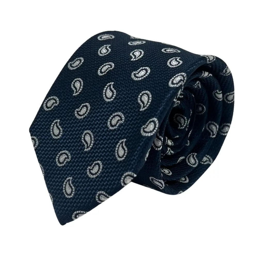 Navy Blue Silk Necktie and Stylish Pocket Square Gift Set - a Perfect Combo for Men