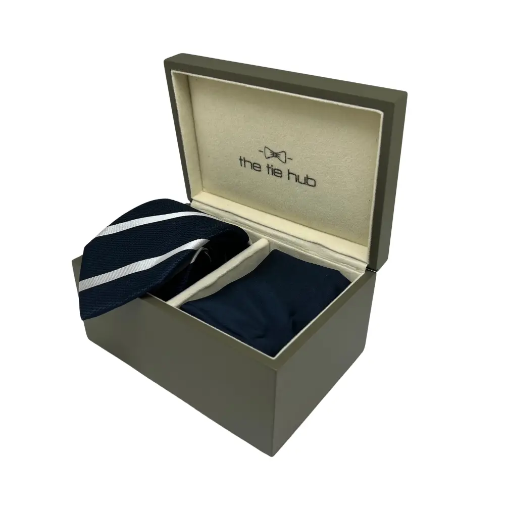 Navy Blue Silk Necktie and Pocket Square Gift Set - a Stylish Combo for Men