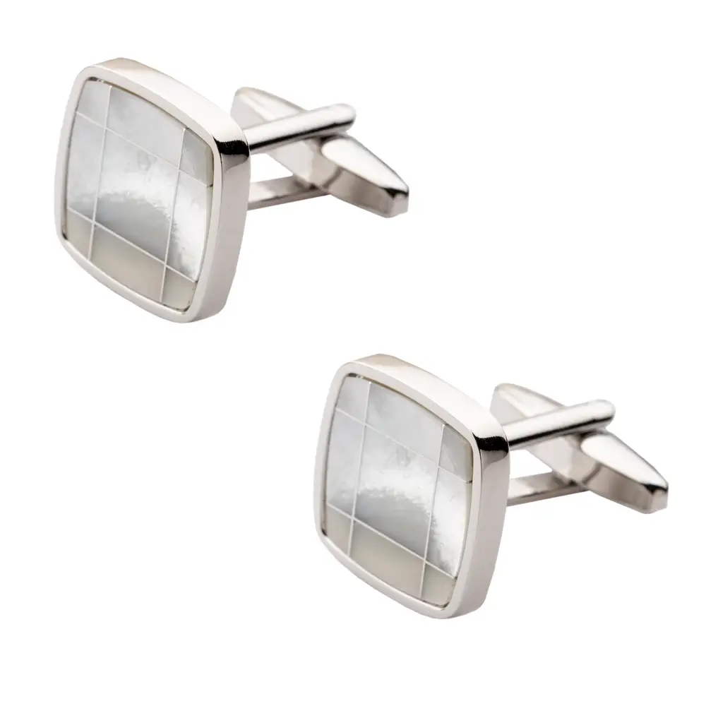 Red Silk Necktie and Mother of Pearl Brass Cufflinks Gift Set - a Stylish Combo for Men
