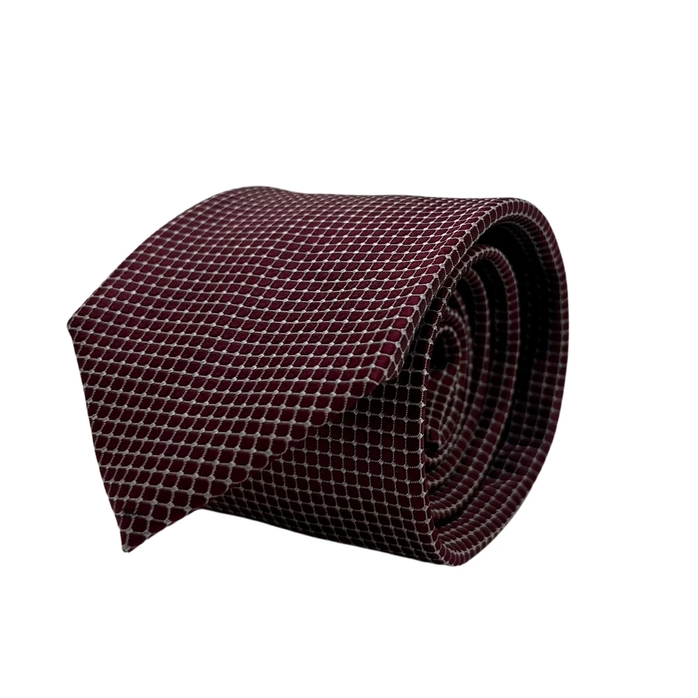 Burgundy Silk Necktie and Mother of Pearl Cufflinks Gift Set - Classic Formal Collection for Men