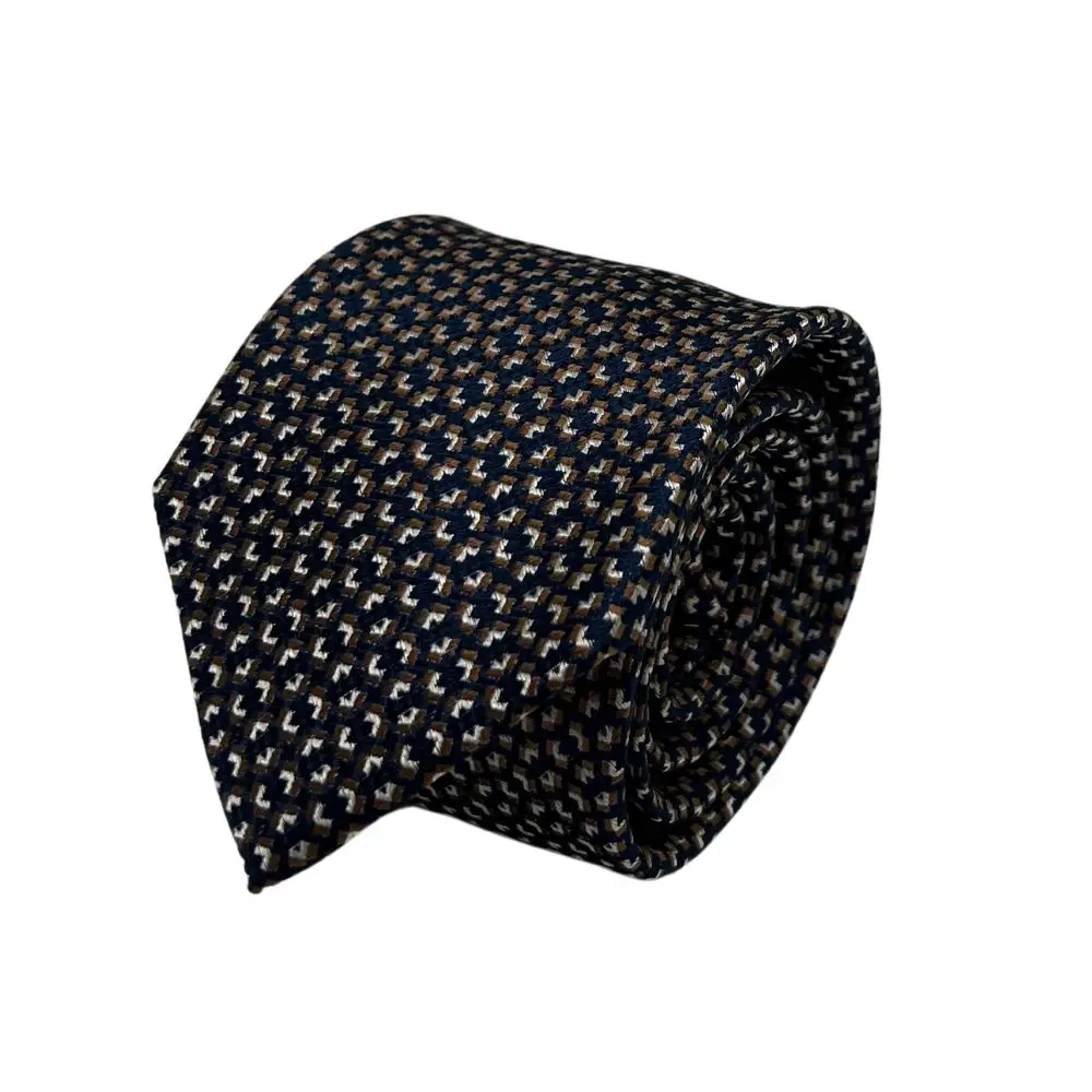 Navy Blue Silk Necktie and Rose Gold Cufflinks Gift Set - Modern Elegance Collection for Men