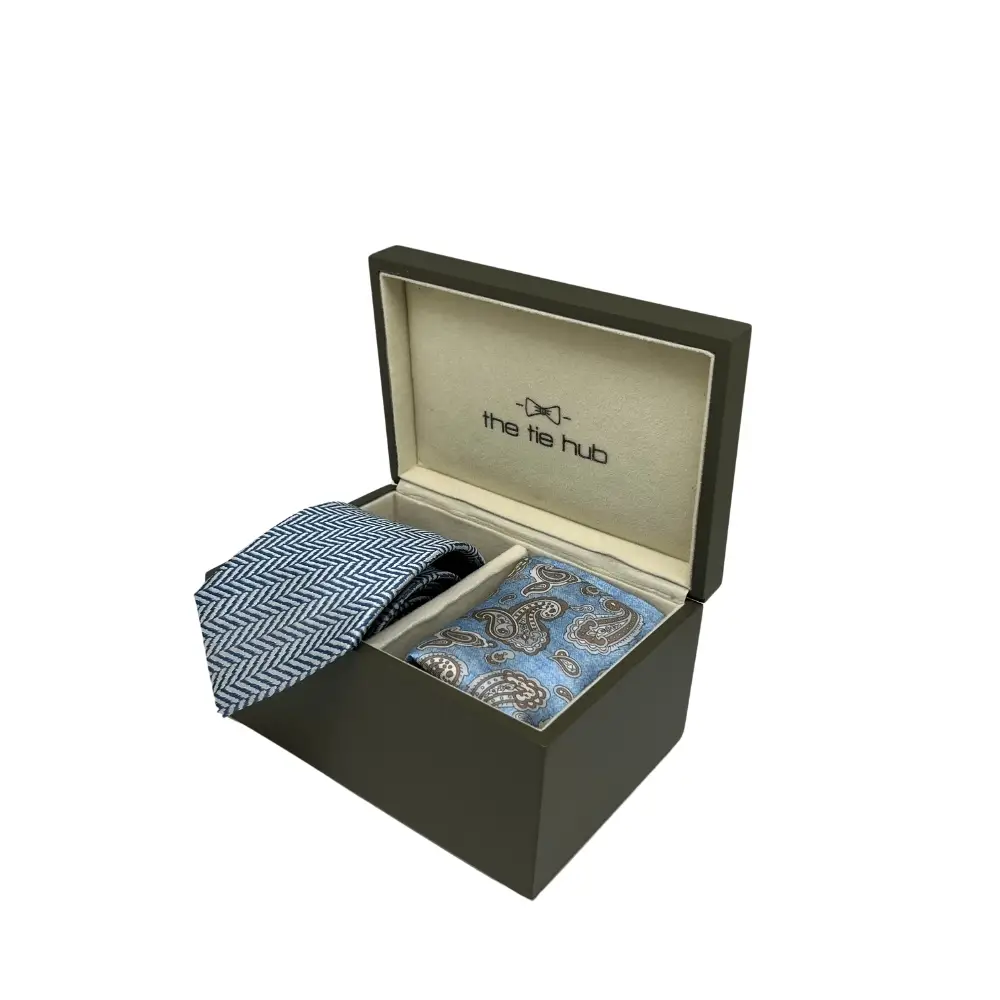 Silk Necktie and Paisley Pocket Square Gift Set - Sophisticated Formal Collection for Men