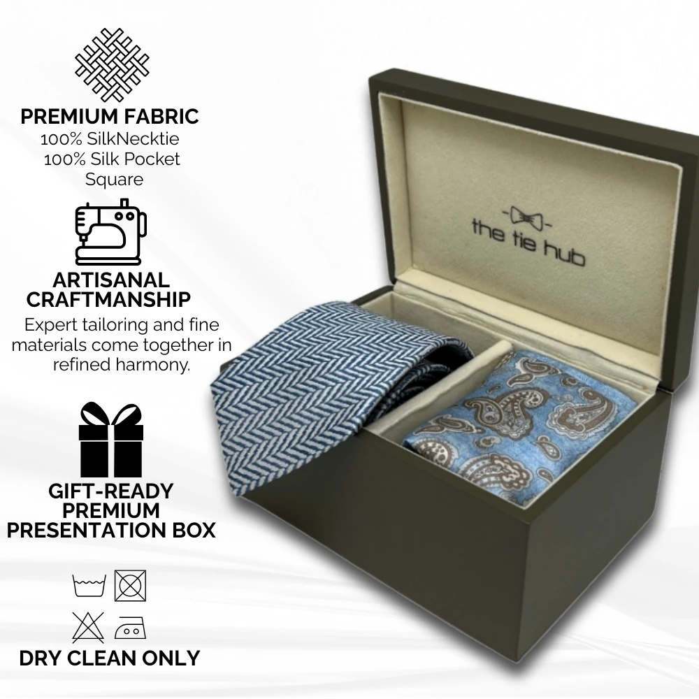 Silk Necktie and Paisley Pocket Square Gift Set - Sophisticated Formal Collection for Men