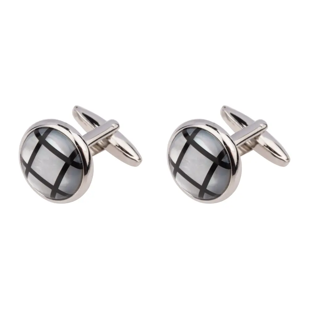 Navy Blue Silk Necktie and Mother of Pearl Cufflinks Gift Set - Elegant Formal Ensemble for Men