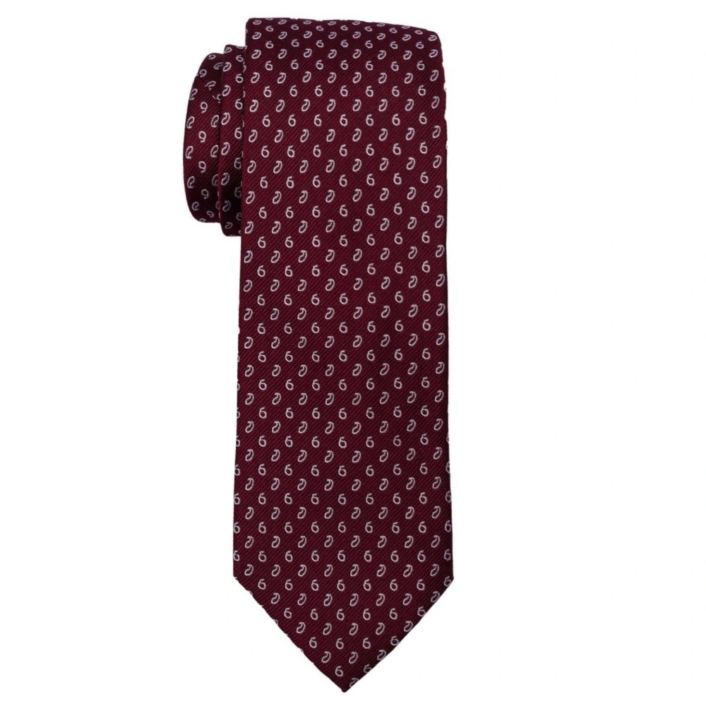 Maroon Paisley Silk Necktie and Solid White Pocket Square Gift Set ? Elegant Formal Accessory for Men