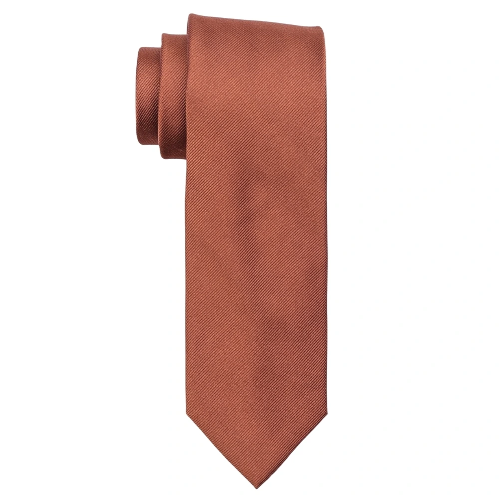 Solid Rust Silk Necktie and Multicolor Geometric Microfiber Pocket Square Gift Set ? Elegant Formal Accessory for Men