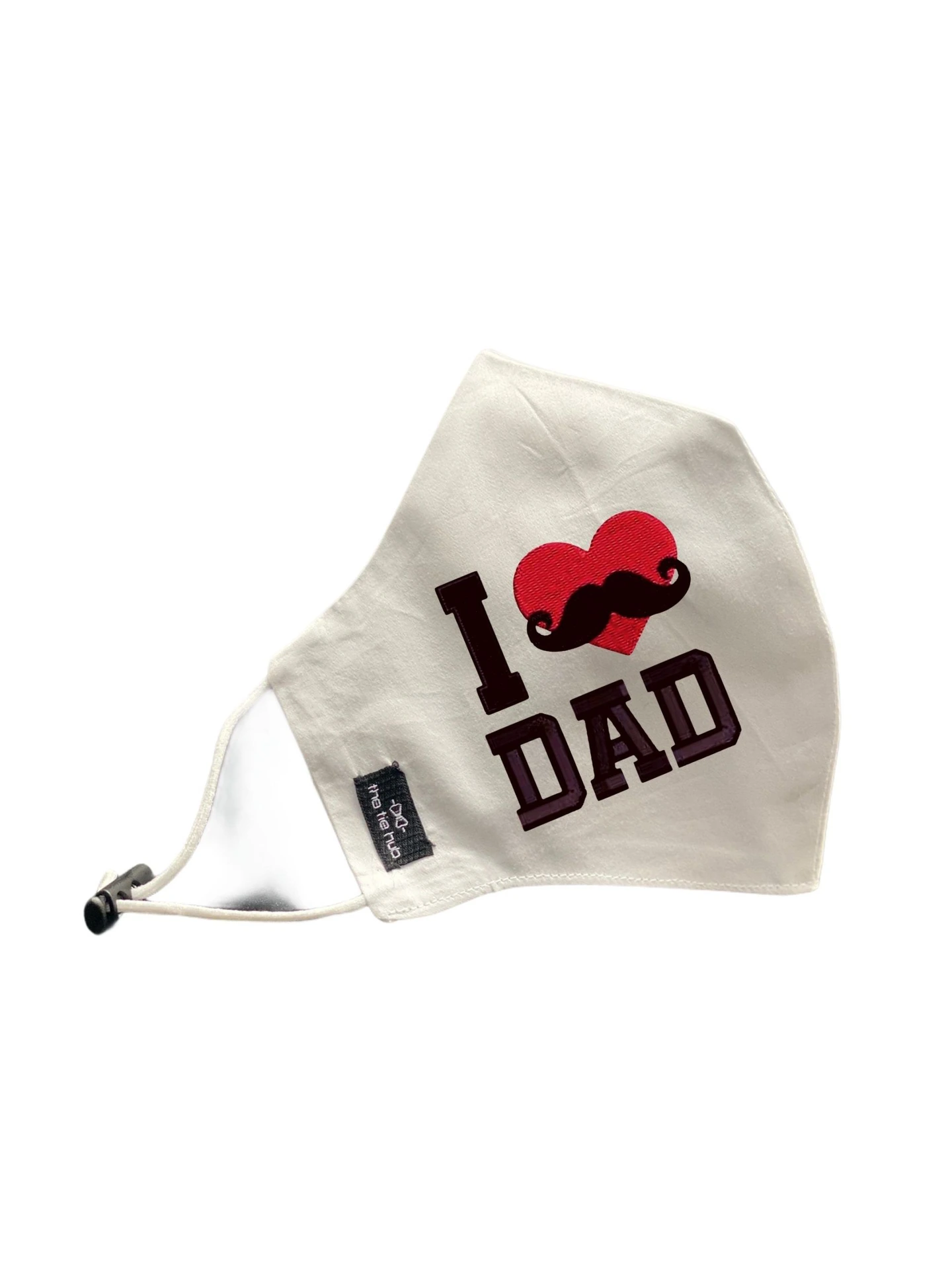 Love Dad Red Heart Face Mask with Gunmetal Moustache Cufflinks Gift Set for Men