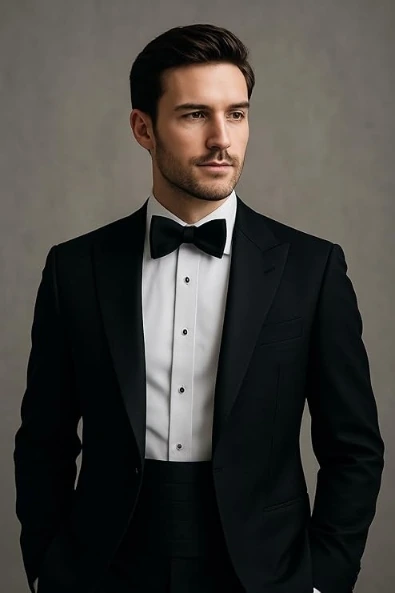 Solid Black Microfiber Cummerbund and Bow Tie Set Gift Set for Men