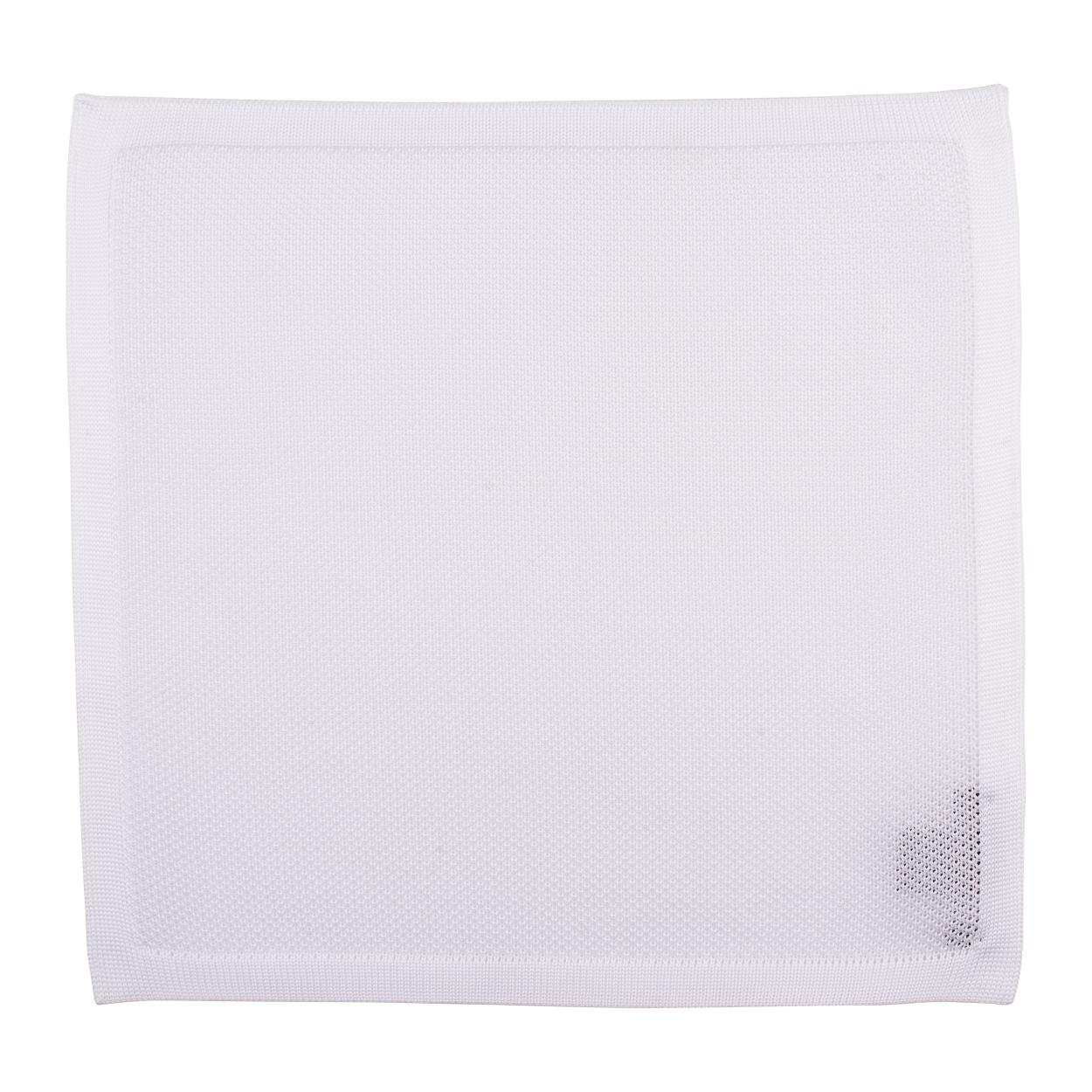 Solid White Knitted Necktie and Pocket Square Gift Set for Men