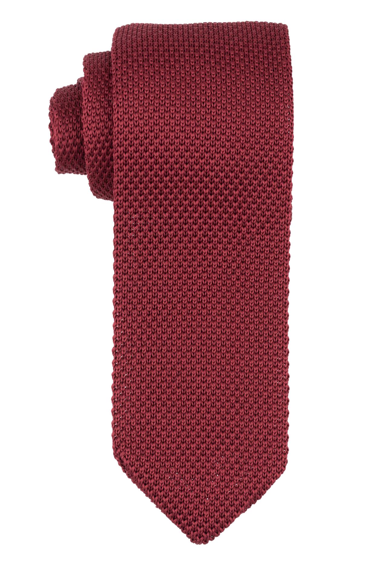 Solid Burgundy Knitted Necktie and Pocket Square Gift Set for Men