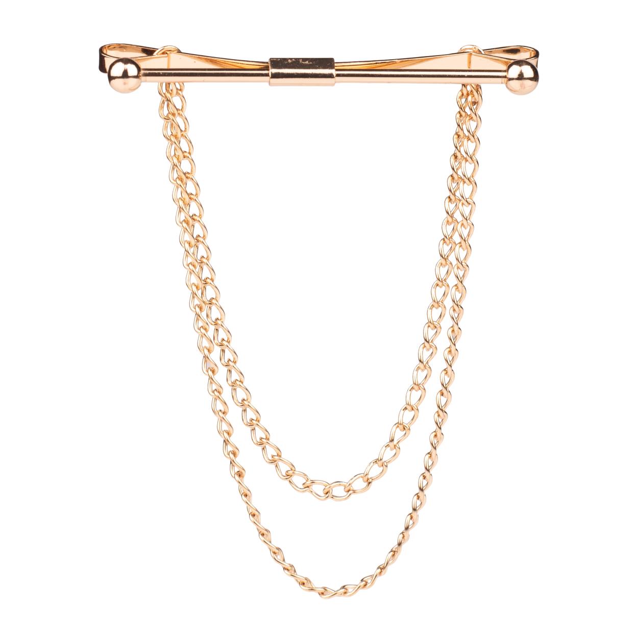 Classic Gold with Double Chain Brass Collar Bar Gift Set for Men
