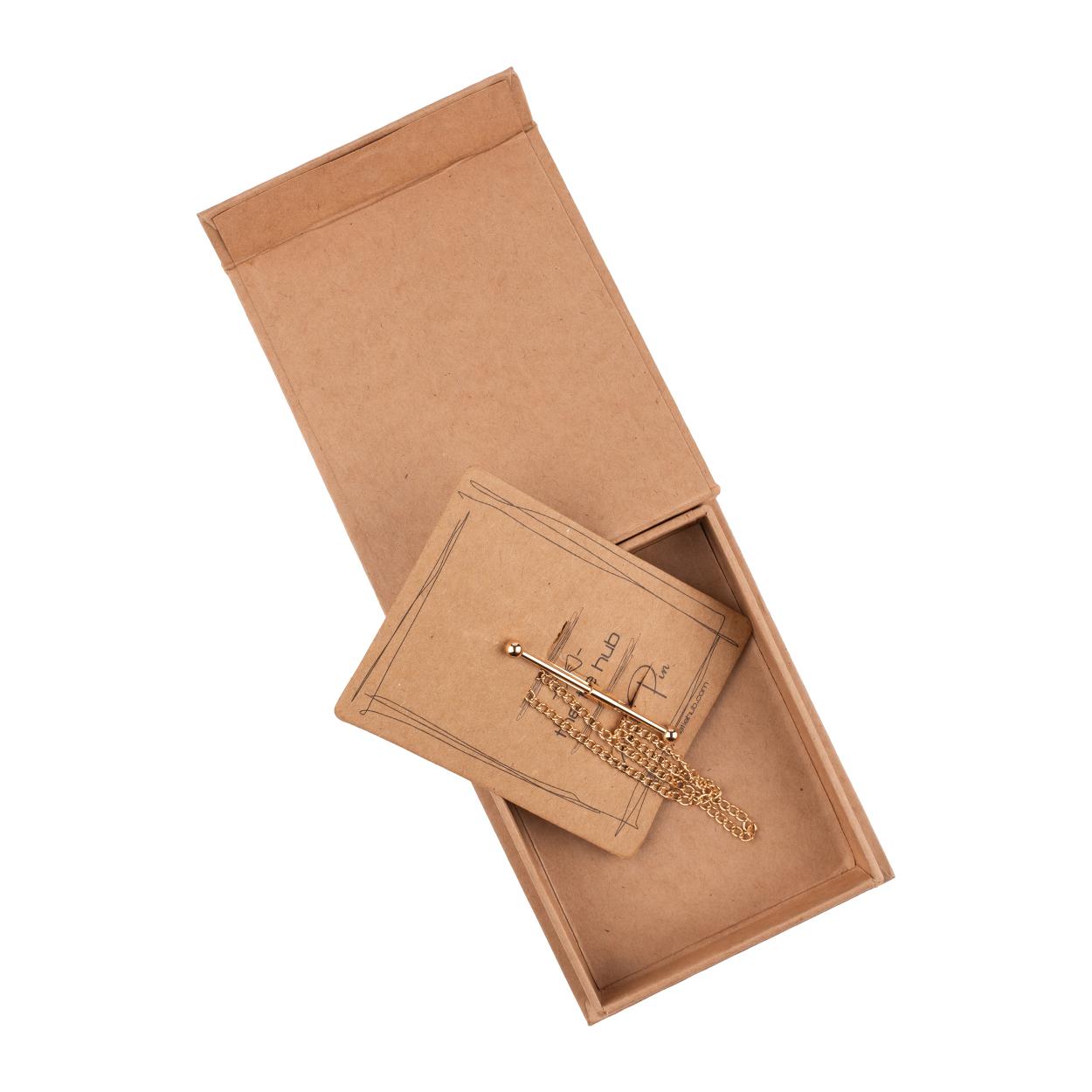 Classic Gold with Double Chain Brass Collar Bar Gift Set for Men
