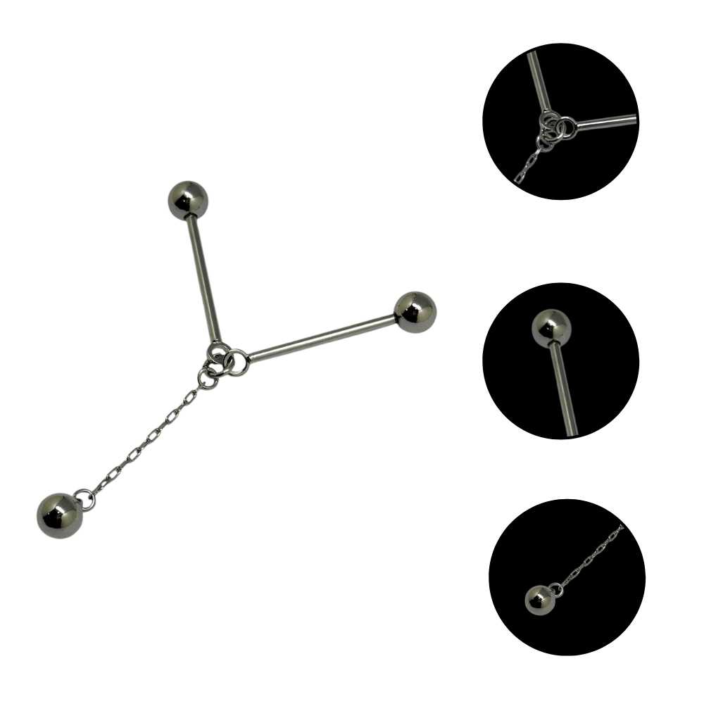 Silver Chain Pin for Men Brass Collar Bar Gift Set for Men