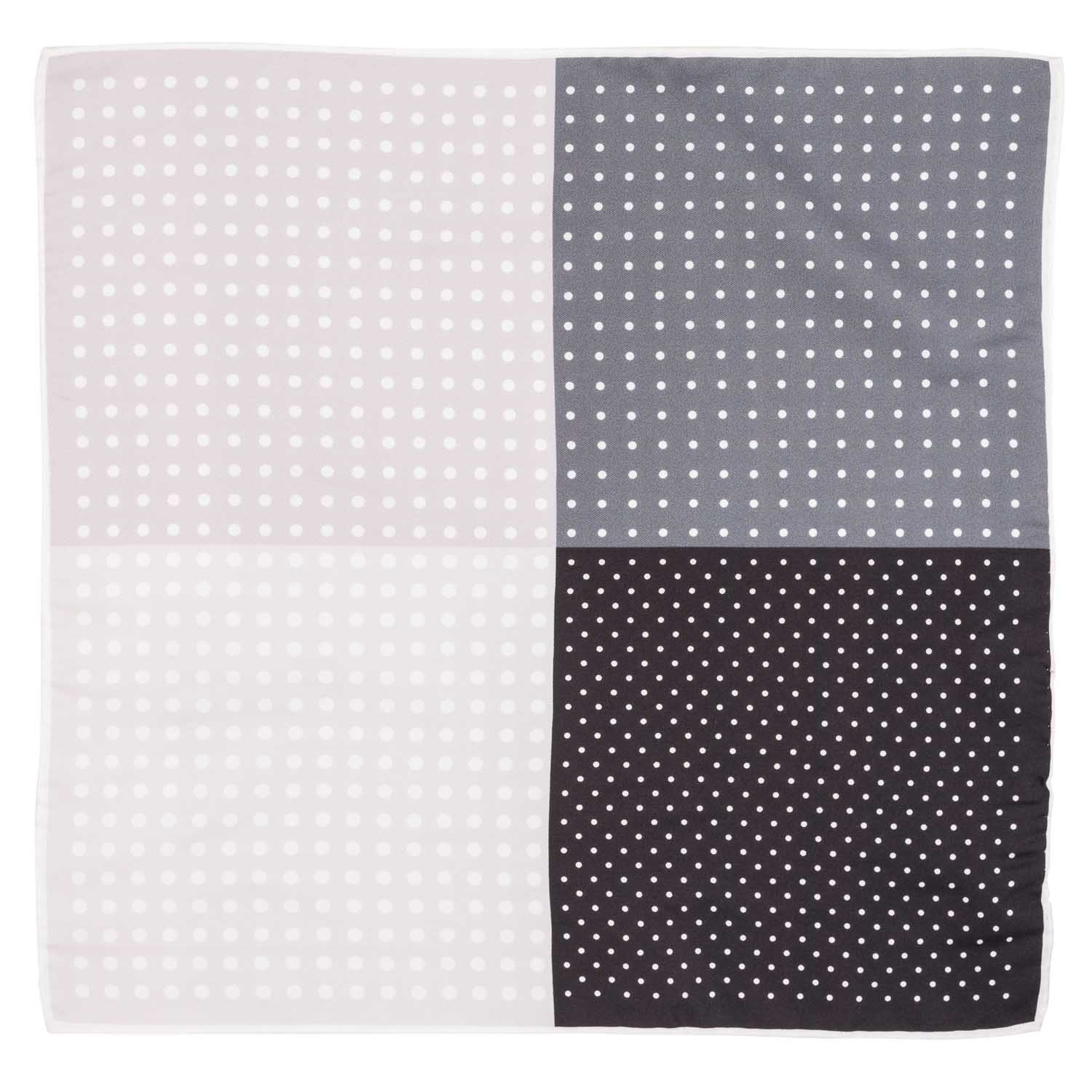 Black and White Necktie with Mother of Pearl Cufflinks and Polka Pocket Square Combo - Premium Gift Set for Men