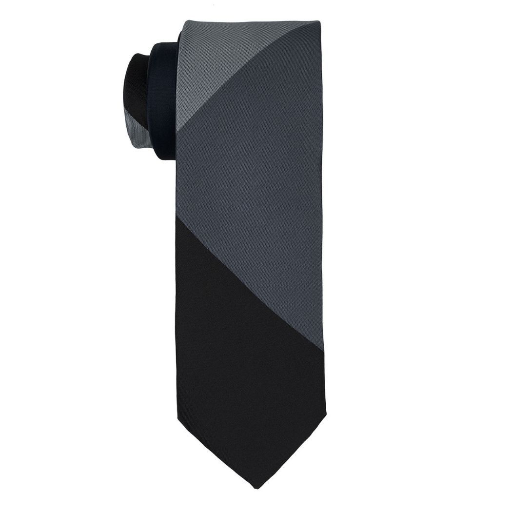 Grey and Black Diagonal Necktie Gift Set - Tie with Pocket Square and Abalone Cufflinks | Elegant Wedding Accessories for Men