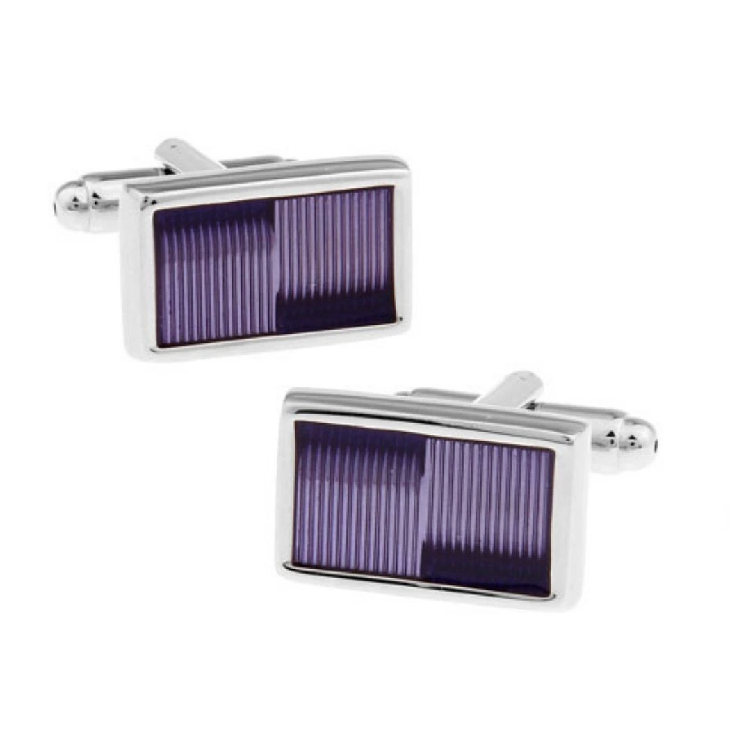 Brown and Purple Checkered Necktie Gift Set - Tie with Pocket Square and Rectangle Cufflinks | Stylish Formal Accessories for Men