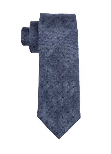 Navy Blue Patterned Necktie Gift Set - Tie with Mother of Pearl Cufflinks in Wooden Box | Elegant Formal and Wedding Accessories for Men