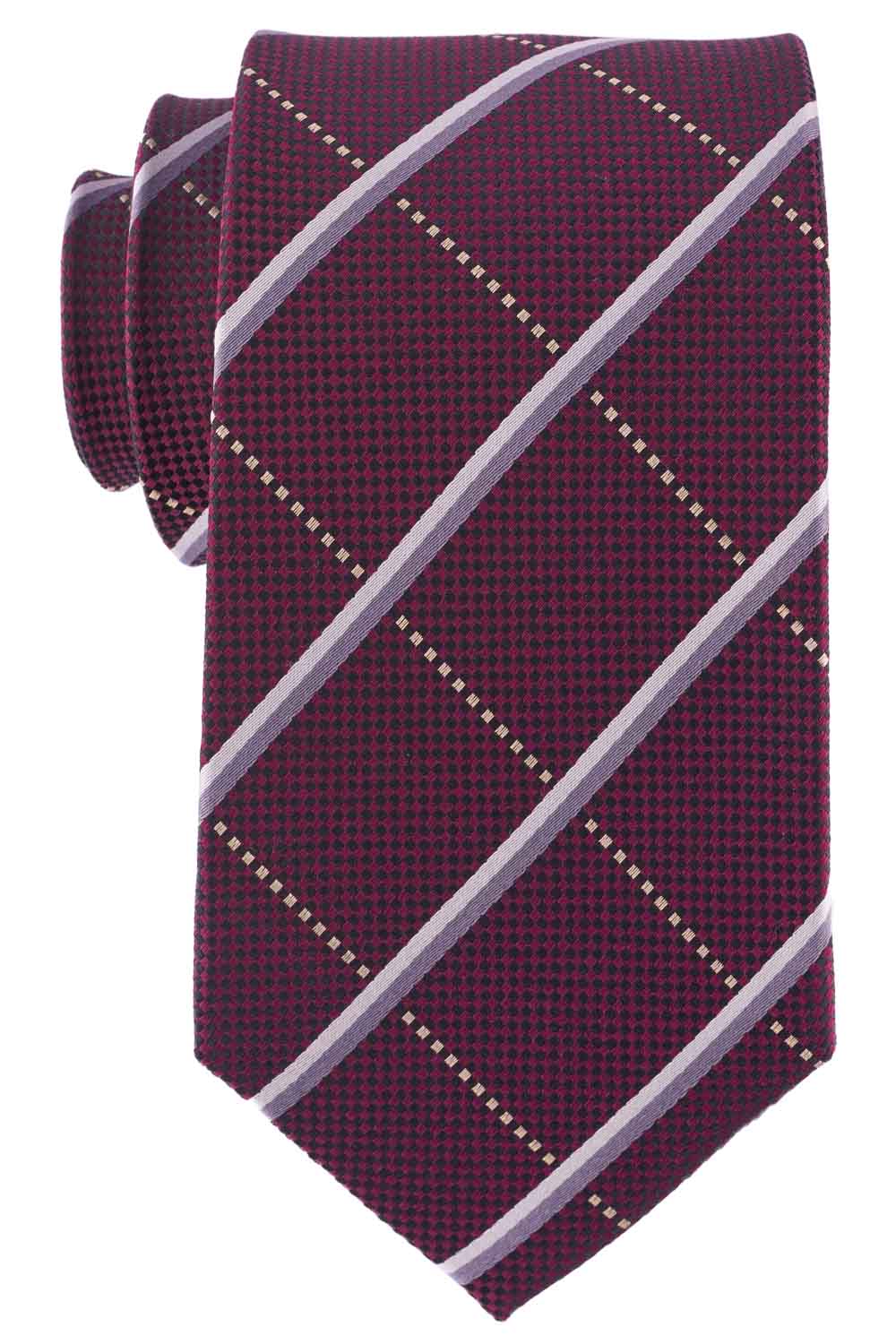 Plaid 7 Fold Burgundy Necktie Combo for Men