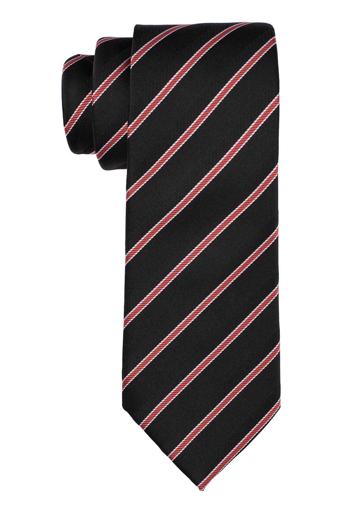 Houston Black with Red Stripes Microfiber Necktie and Cufflinks Gift Set for Men