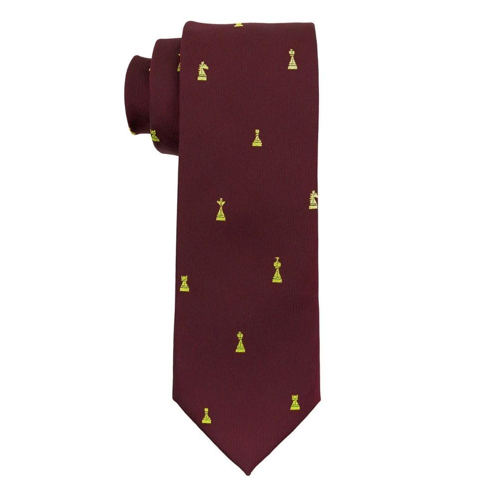 Maroon Chess Design Necktie Combo Set for Men