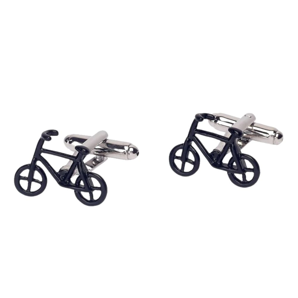 Black Bicycle Necktie and Cufflinks Gift Set for Men