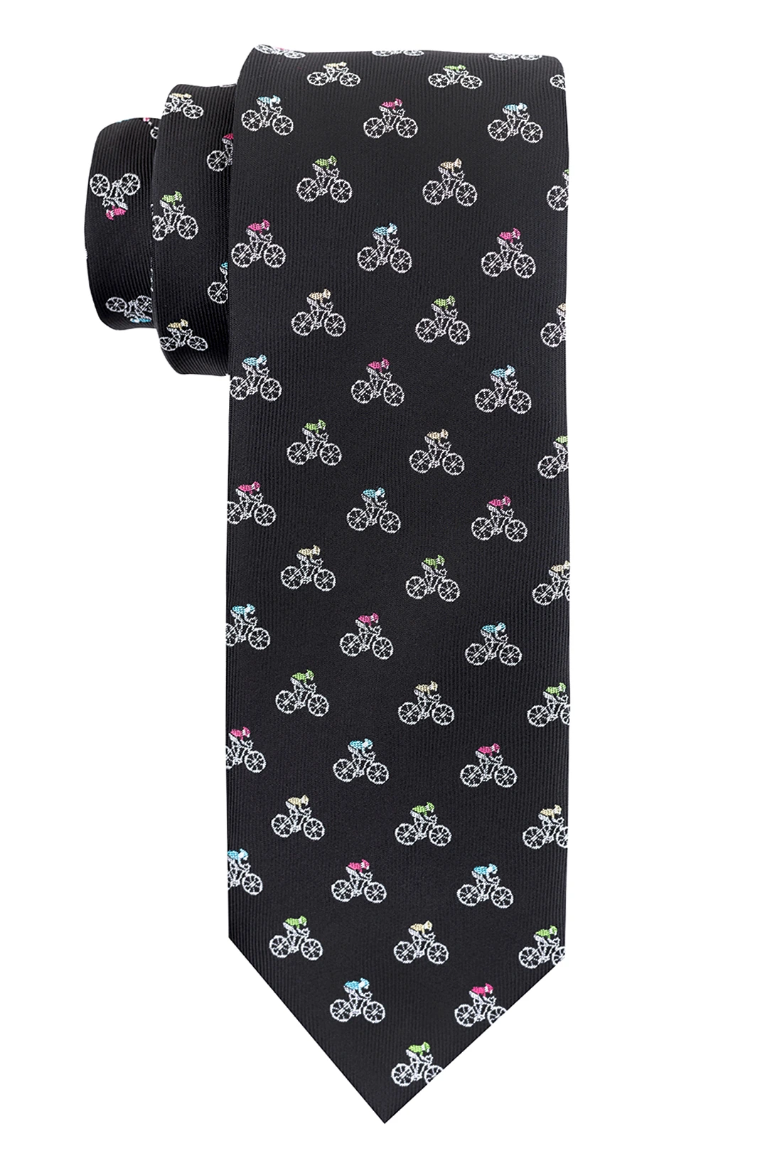 Black Bicycle Necktie and Cufflinks Gift Set for Men