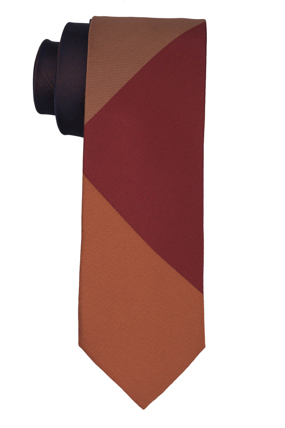 Orange and Maroon Checks Necktie with Orange and Blue Lapel Pin Gift Set for Men