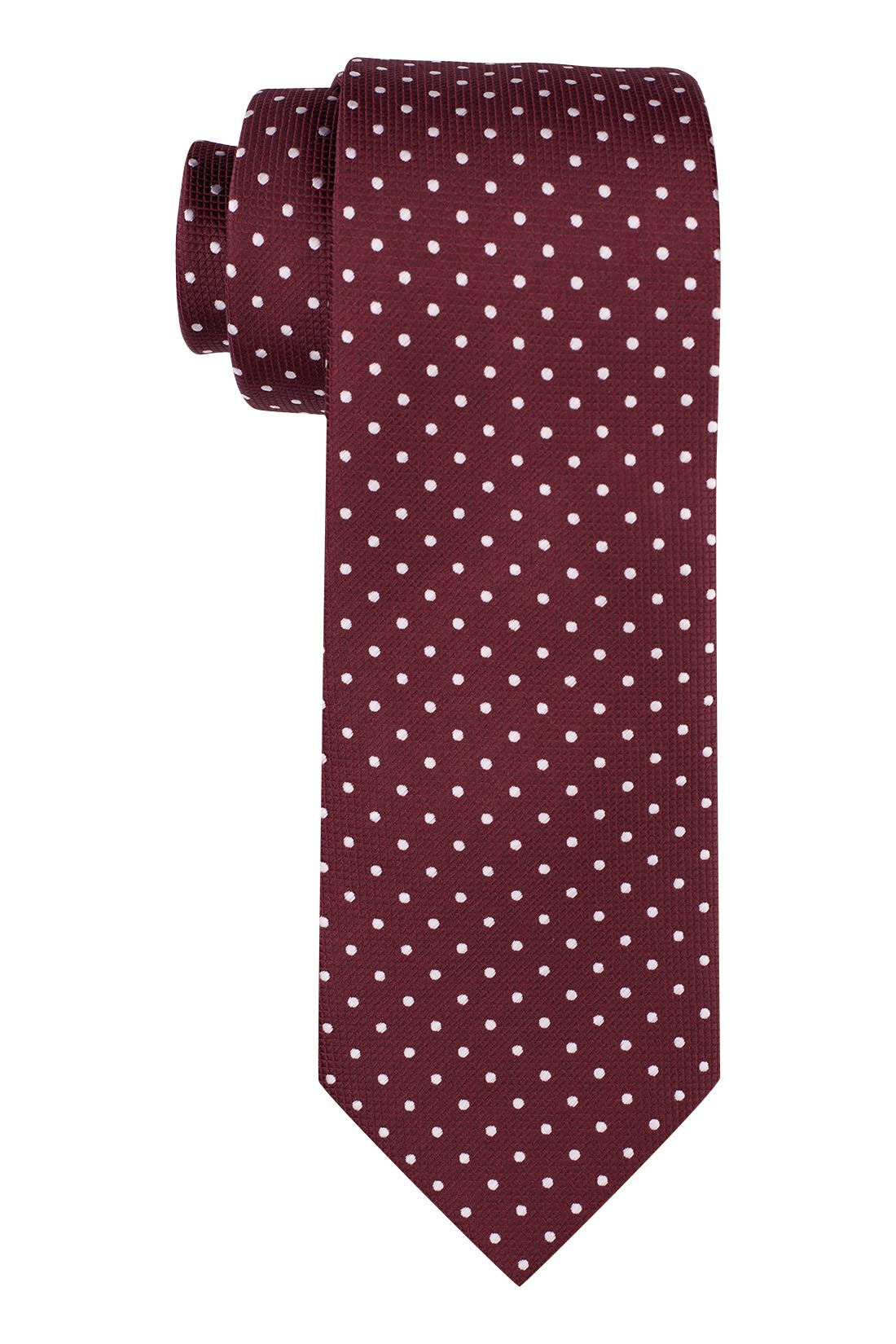 Burgundy Polka Necktie with White Flower Lapel Pin Gift Set for Men