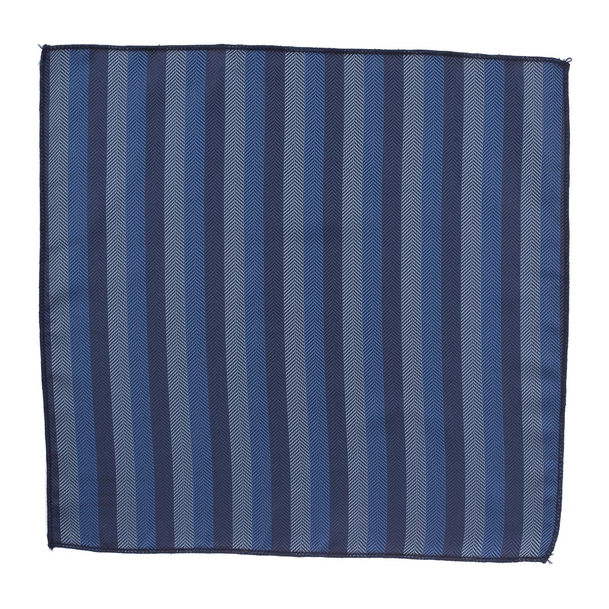 Blue Stripe Necktie with Pocket Square Combo Set for Men