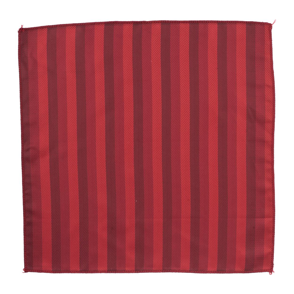 Red Stripe Necktie with Pocket Square Combo Set for Men