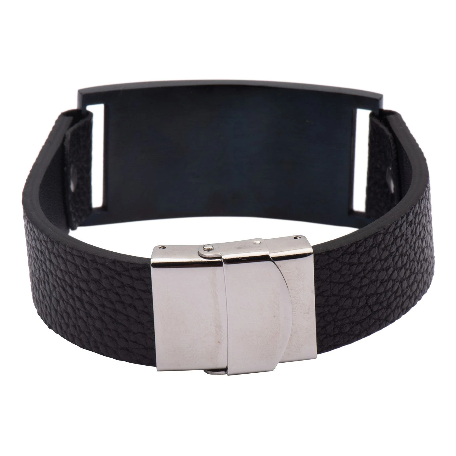 Black and Silver Metal Wrapround Wrist Band for Men