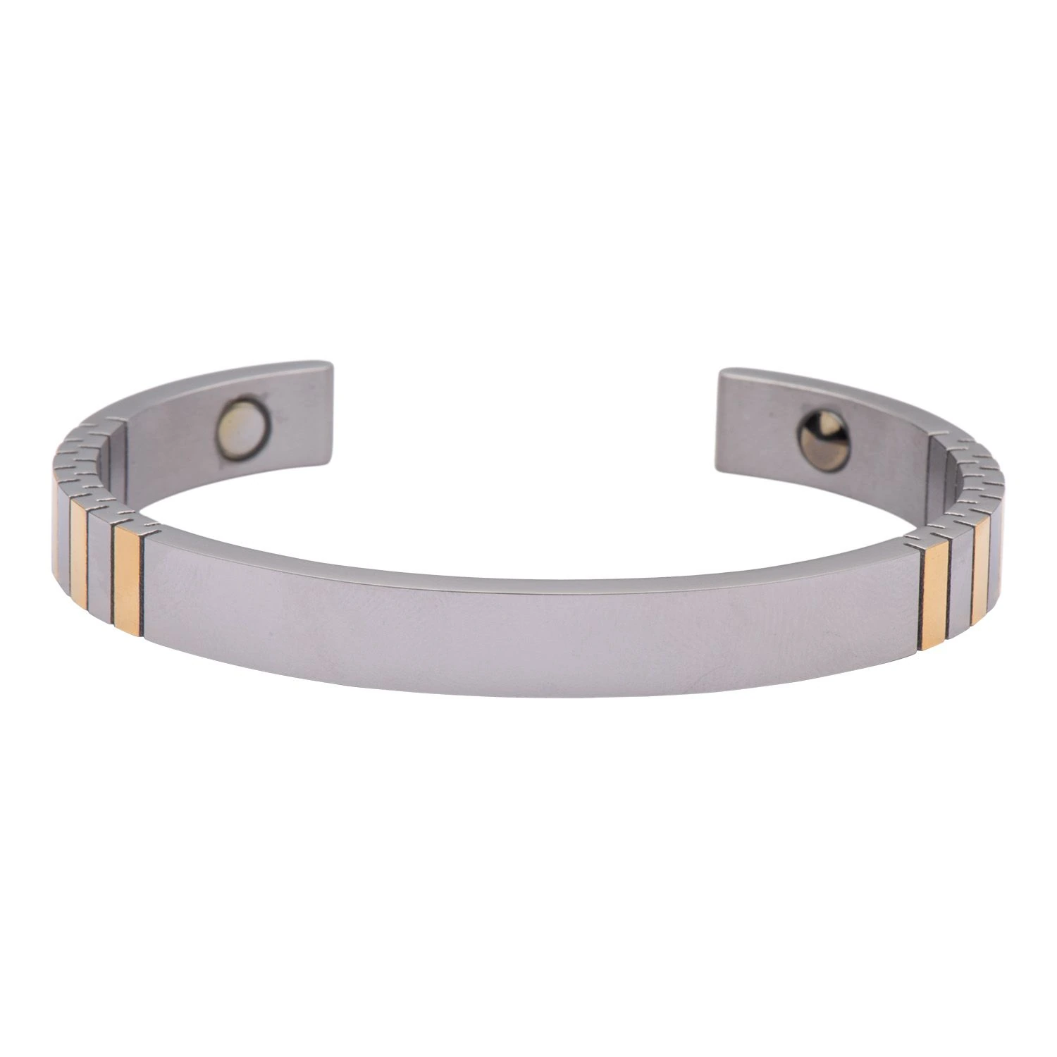 Silver Gold Striped Wrist Band for Men
