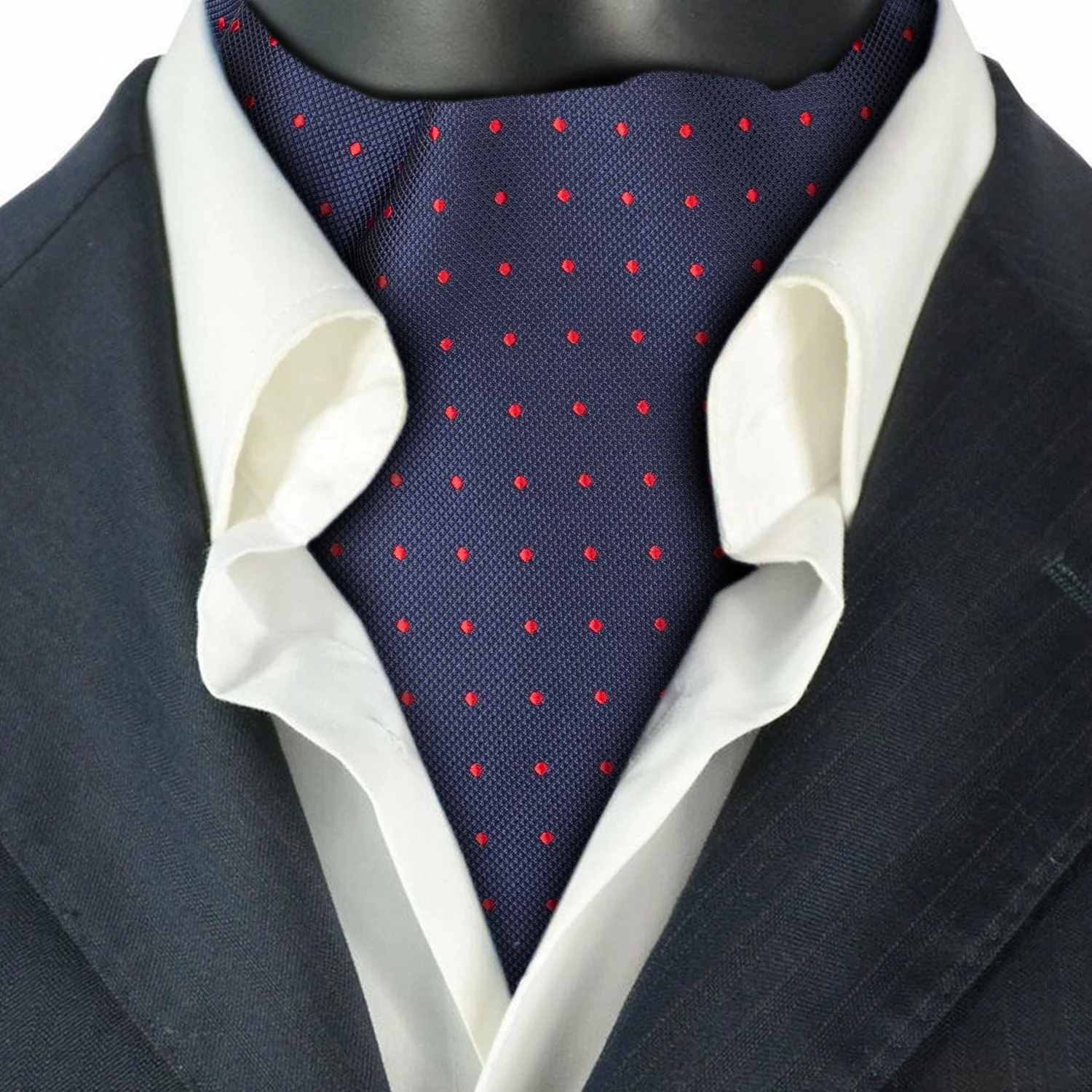 Navy Blue Polka Dot Cravat for Men