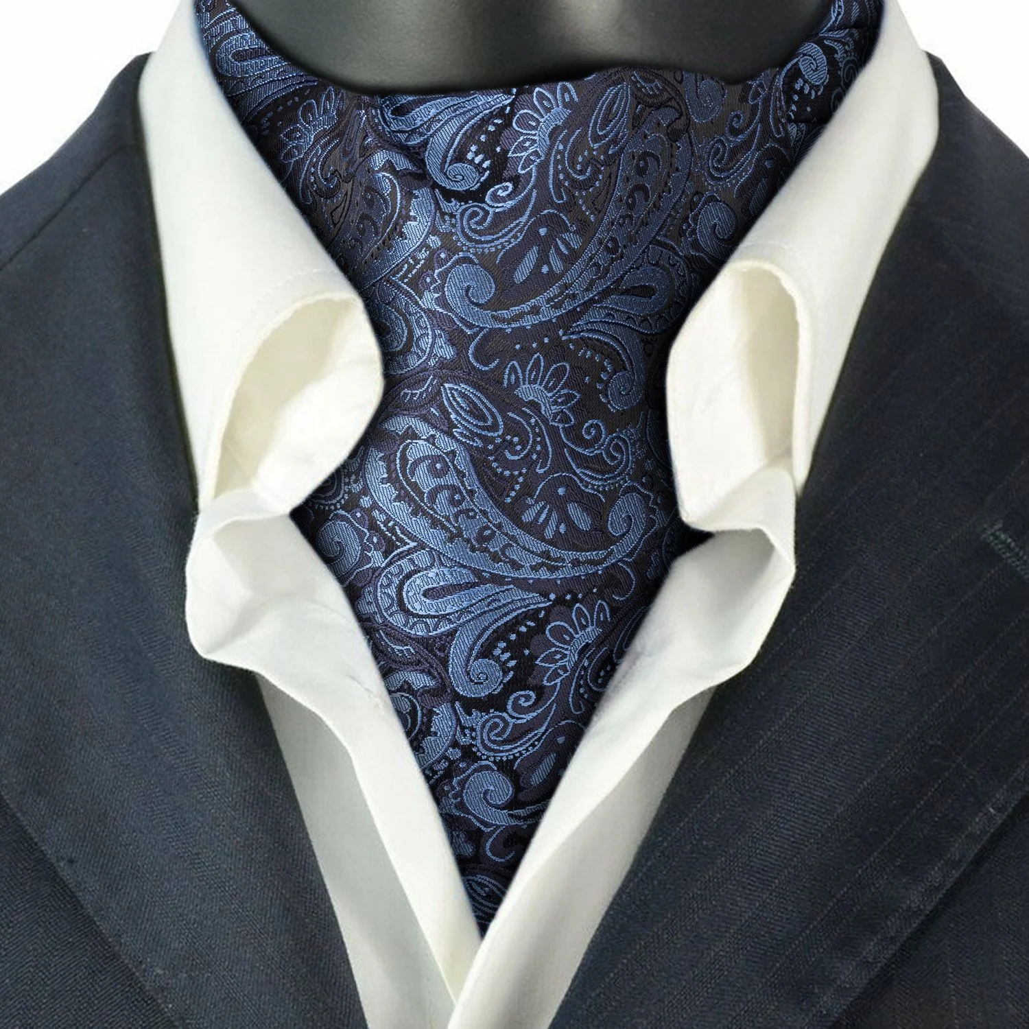 Navy Blue Paisley Cravat for Men