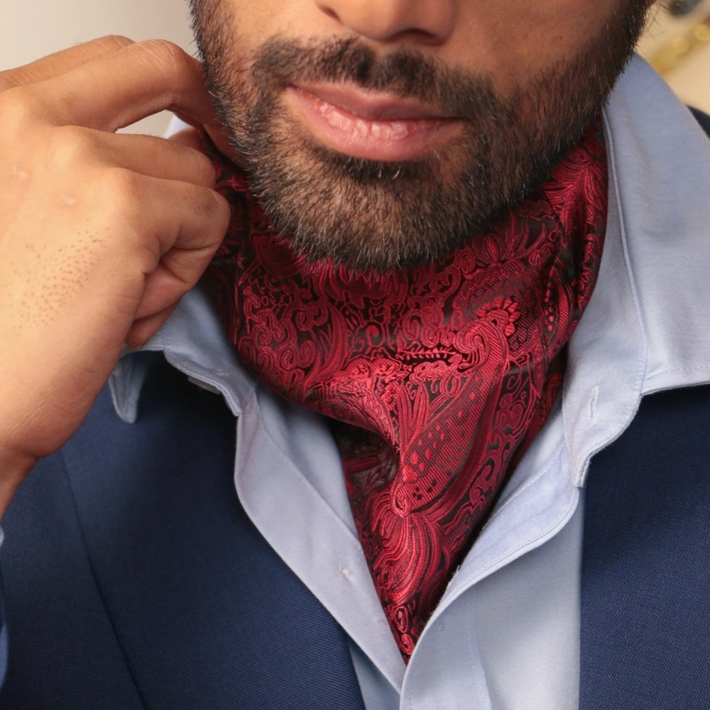 Burgundy Paisley Cravat for Men