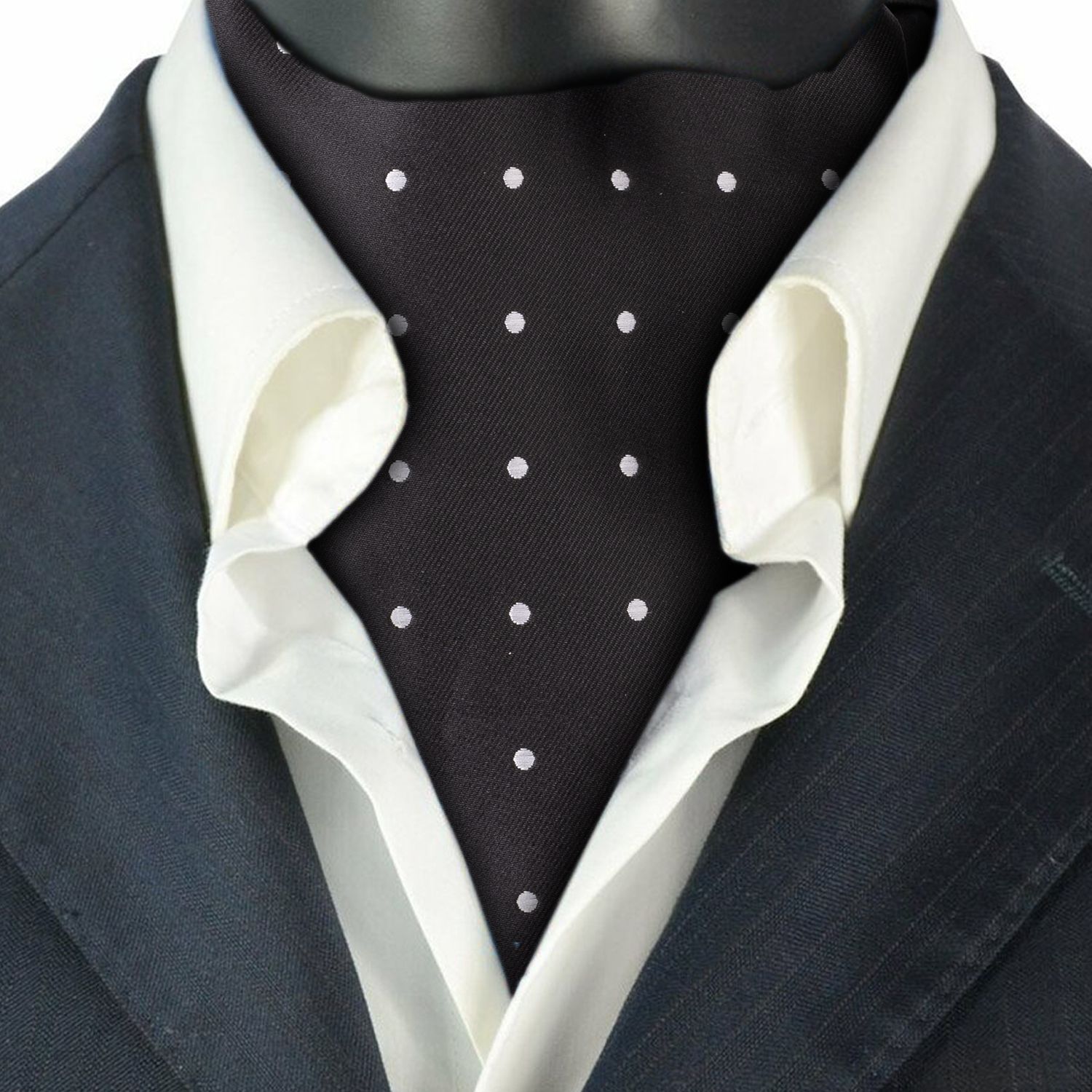 Black Polka Dot Cravat for Men