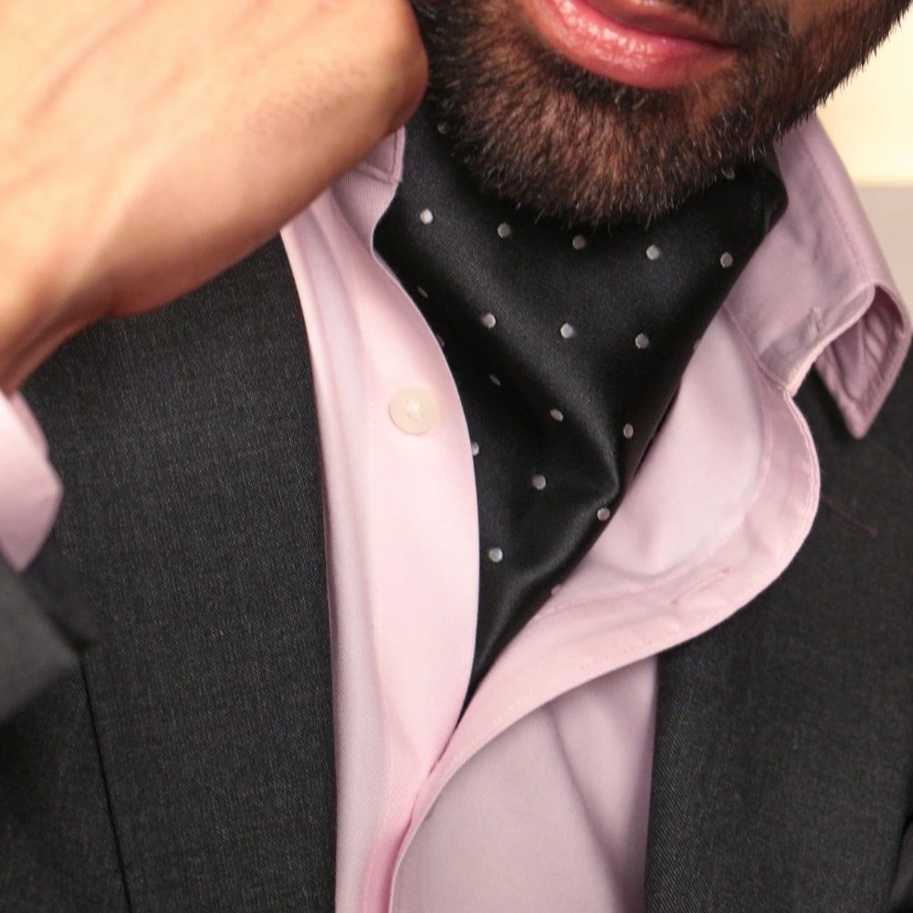 Black Polka Dot Cravat for Men