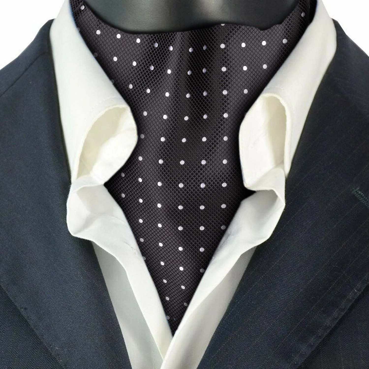 Black Polka Dot Cravat for Men